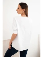 Dámská bavlněná blůza s dlouhým rukávem a srdíčky bílá+růžová