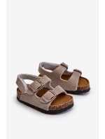 Dětské sandálky na korkové platformě se suchým zipem šedé Rorria Dětské sandálky na korkové platformě se suchým zipem šedé Rorria