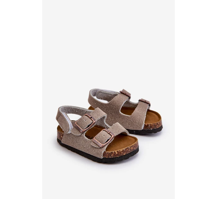 Dětské sandálky na korkové platformě se suchým zipem šedé Rorria Dětské sandálky na korkové platformě se suchým zipem šedé Rorria