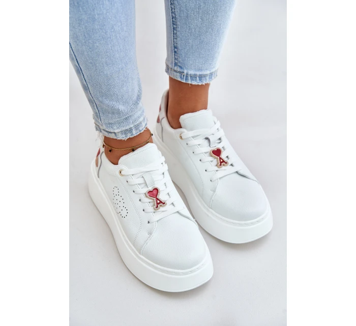 Dámské Kožené Tenisky Na Platformě S A Dekorativním  Bílé model 21675592 - VINCEZA