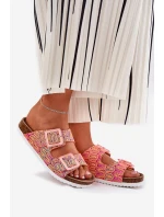 Dámské Pantofle S Přezkami A Leskem Oranžové S.Barski RB51-006