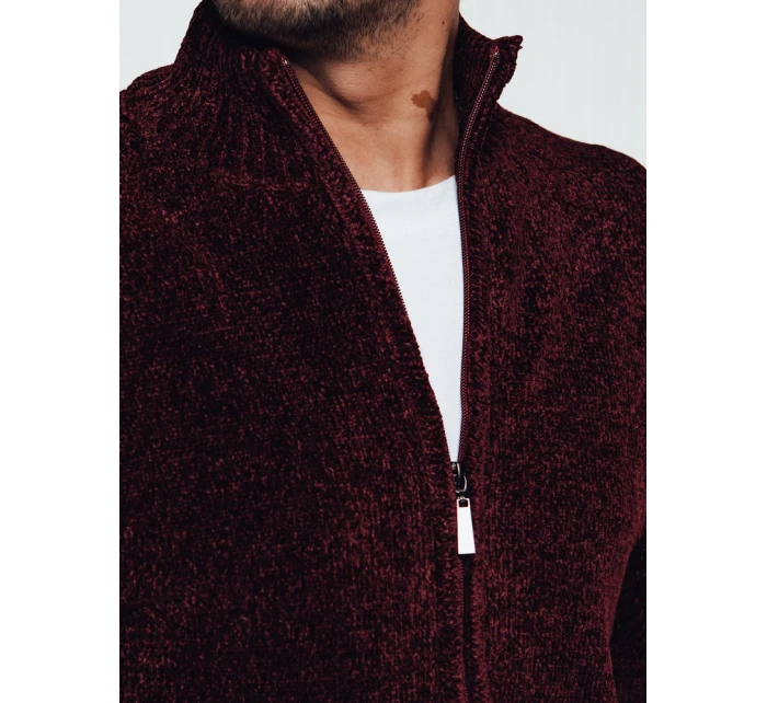 Pánský svetr bez knoflíků vínové barvy FashionStreet WX2233