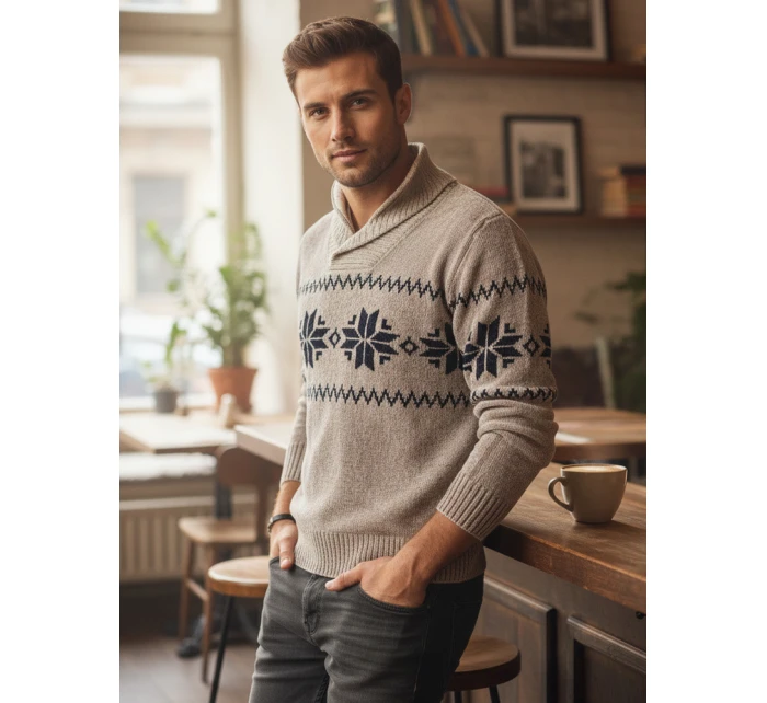 Pánský béžový svetr FashionStreet WX2269