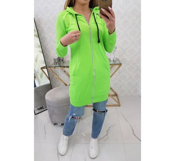 Šaty s kapucí, mikina zelená neonová