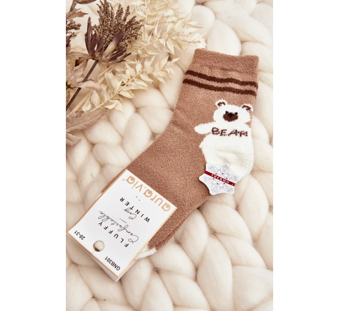 teplé ponožky s světle hnědé model 21643890 - Aura.via