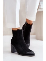 Zateplené dámské boty na podpatku eko semiš černé model 21674304 - Boto Zateplené dámské boty na podpatku eko semiš černé model 21674304 - Boto