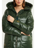 Monnari Kabáty Péřový prošívaný kabát s kapucí Bottle Green