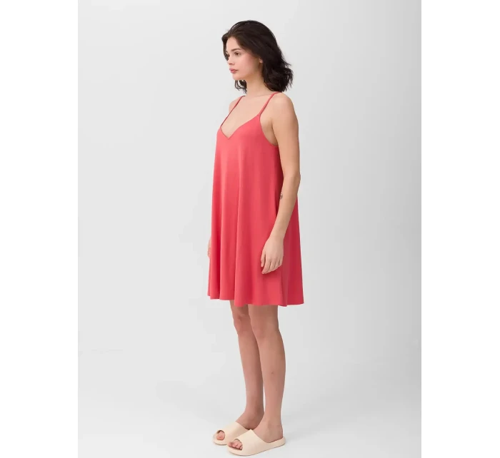 Dámské šaty na ramínkách s výstřihem 4F - oranžové