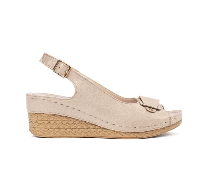 Exkluzívní  sandály hnědé dámské na klínku