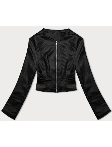 Krátká černá bunda z ekologické kůže model 19012741 - J.STYLE