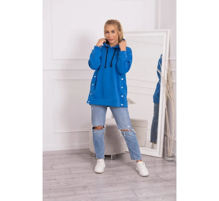 Zateplená mikina s chrpově modrými patentkami