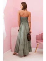 Dámské viskózové šaty s elastickým topem khaki