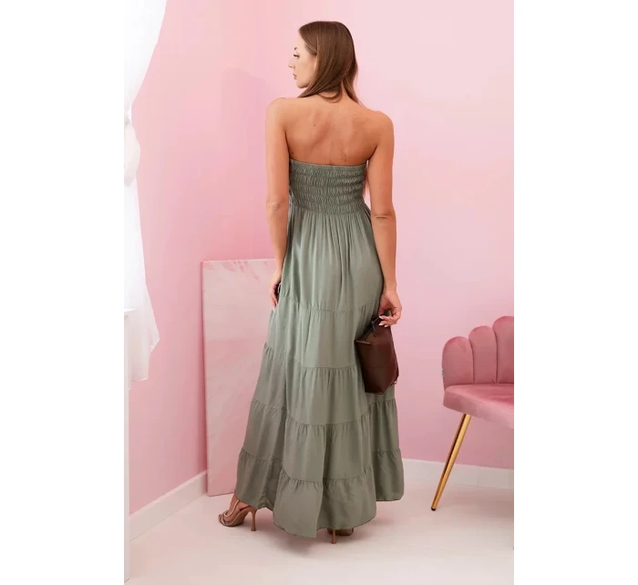 Dámské viskózové šaty s elastickým topem khaki