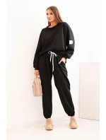 Dámský set máslový s volnou mikinou a kalhotami s nápisem LOVE černý Dámský set máslový s volnou mikinou a kalhotami s nápisem LOVE černý
