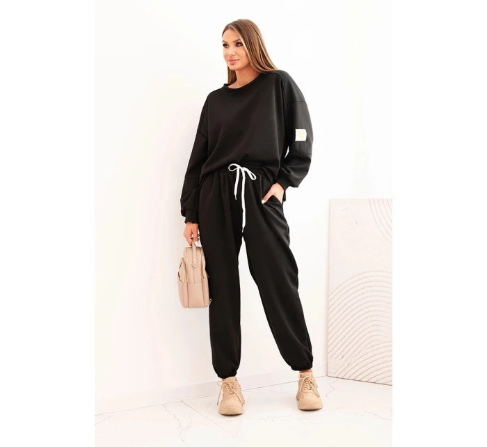 Dámský set máslový s volnou mikinou a kalhotami s nápisem LOVE černý Dámský set máslový s volnou mikinou a kalhotami s nápisem LOVE černý