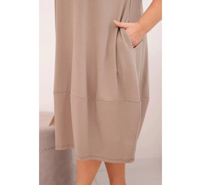 Dámská bavlněná šaty Plus Size s ohrnovacími rukávy a kapsami fango