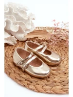 Dětské baletky s proužky zlaté Margenis Dětské baletky s proužky zlaté Margenis