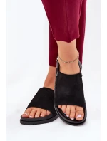 Dámské Sandály Z Eko Semiše Na Platformě Černé Migola Dámské Sandály Z Eko Semiše Na Platformě Černé Migola