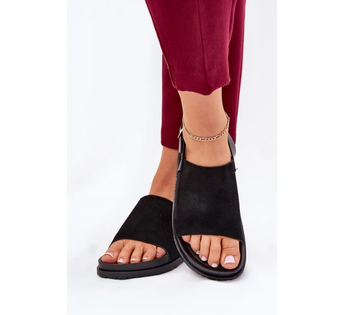 Dámské Sandály Z Eko Semiše Na Platformě Černé Migola Dámské Sandály Z Eko Semiše Na Platformě Černé Migola