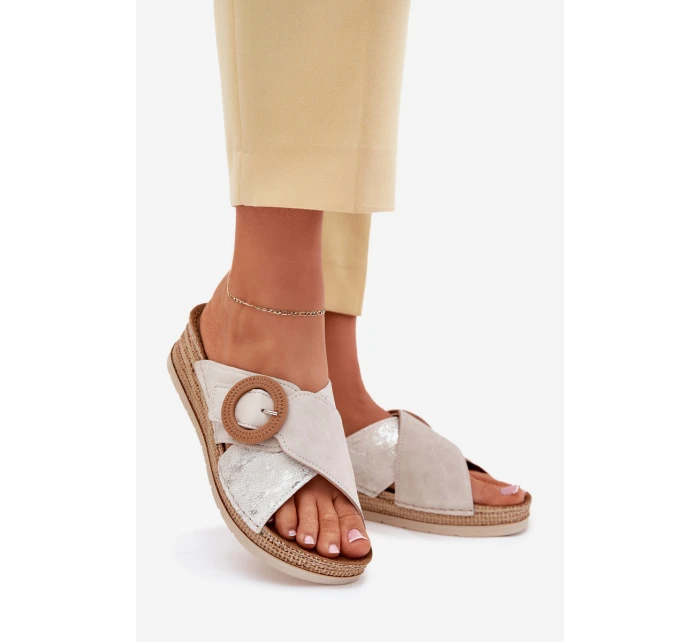 Dámské Sandály Na Klínu S  Světle Béžové model 21702216 - Inblu