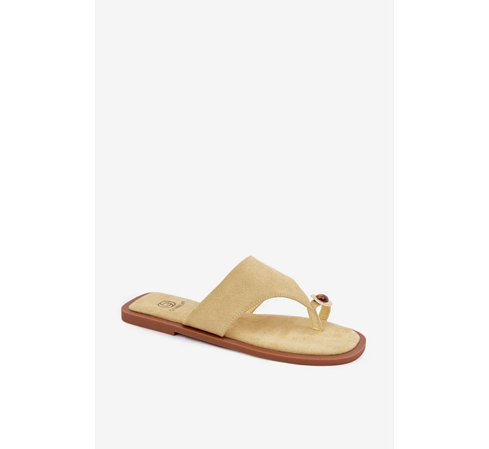 Dámské ploché žabky s ozdobným detailem Žluté Fedira