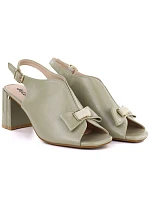 Dámské sandály na jehlovém podpatku s mašlí Jezzi olivové RMR25112-3
