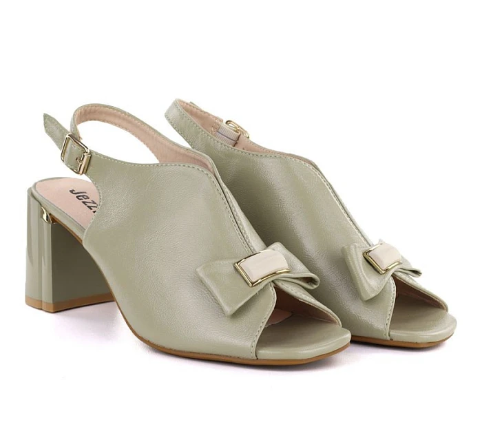 Dámské sandály na jehlovém podpatku s mašlí Jezzi olivové RMR25112-3