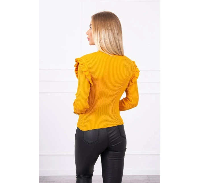 halenka s knoflíky hořčicové barvy model 21753022 - K-Fashion halenka s knoflíky hořčicové barvy model 21753022 - K-Fashion