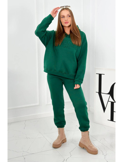 Izolovaná bavlněná souprava, mikina + kalhotami Brooklyn tmavě zelená
