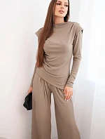 Dámská bavlněná souprava s halenkou a kalhotami širokého střihu fango