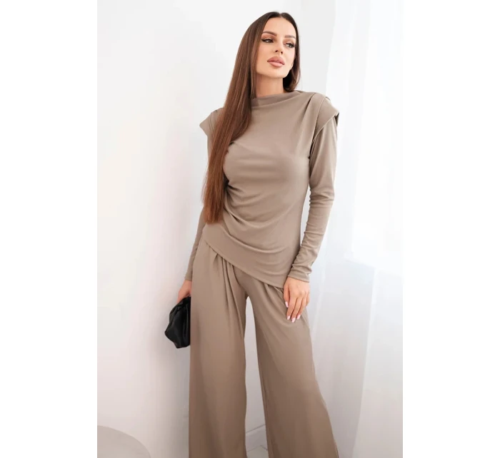 Dámská bavlněná souprava s halenkou a kalhotami širokého střihu fango