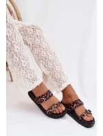 Dámské platformové sandály s pásky a zlatými sponami Leopard Rirea