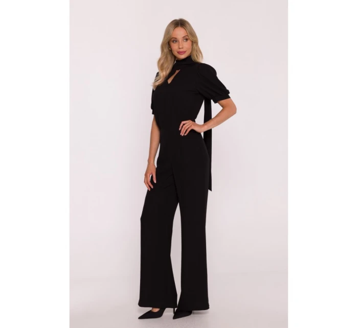 S421 Kombinéza s mašlí na zavazování - černá