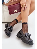 Kožené Dámské Mokasíny S Mašlí A Srdcem D&A Černé Kožené Dámské Mokasíny S Mašlí A Srdcem D&A Černé