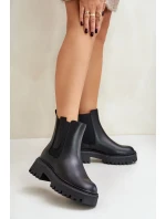 Dámské kožené zateplené kotníkové boty Big Star Chelsea - černé Dámské kožené zateplené kotníkové boty Big Star Chelsea - černé
