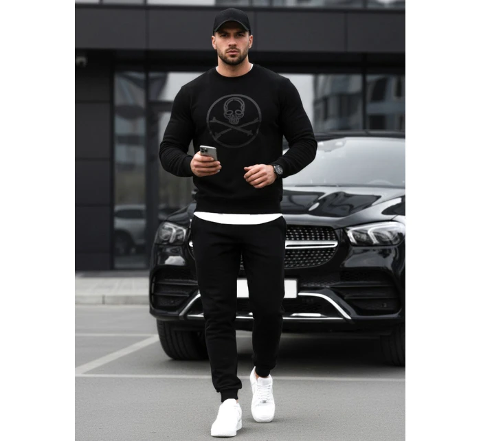 Pánská mikina s potiskem černá FashionStreet BX5948 Pánská mikina s potiskem černá FashionStreet BX5948