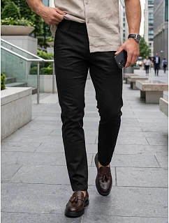 Pánské vypasované kalhoty chinos black FashionStreet kalhoty UX4495