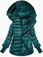 Dámská krátká bunda s pletenými žebrovanými manžetami mořská (P22/P3-6636-56)