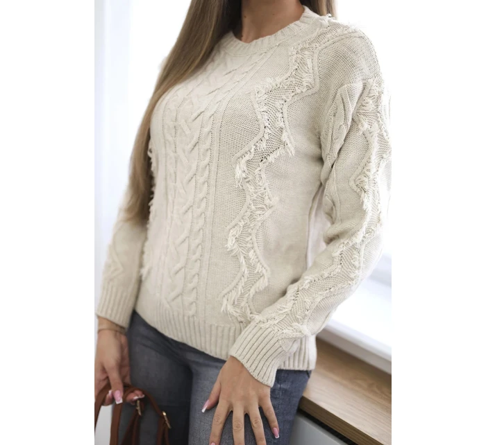 Svetr s pleteninou béžový Svetr s pleteninou béžový