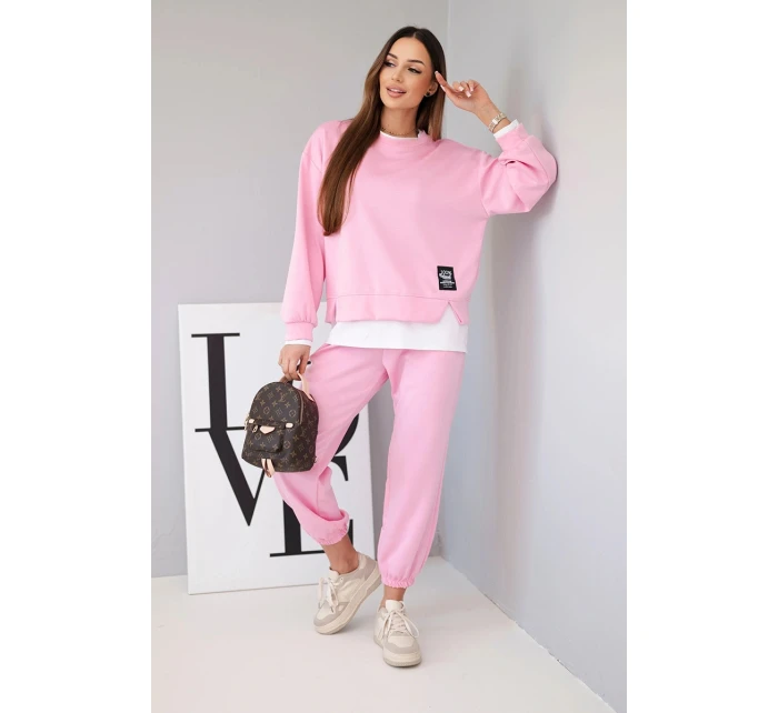 Dámská souprava s máslovou barvou s volnou mikinou a tepláky světle růžový Dámská souprava s máslovou barvou s volnou mikinou a tepláky světle růžový