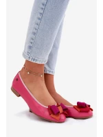 Kožené Baletky S Mašlí model 21695039 Fuchsie - Maciejka