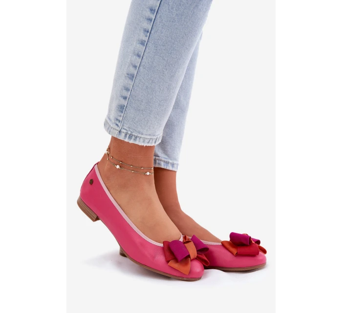 Kožené Baletky S Mašlí model 21695039 Fuchsie - Maciejka