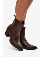Kožené dámské kovbojky na podpatku vyhřívané Zazoo 60565 čokoládové Kožené dámské kovbojky na podpatku vyhřívané Zazoo 60565 čokoládové