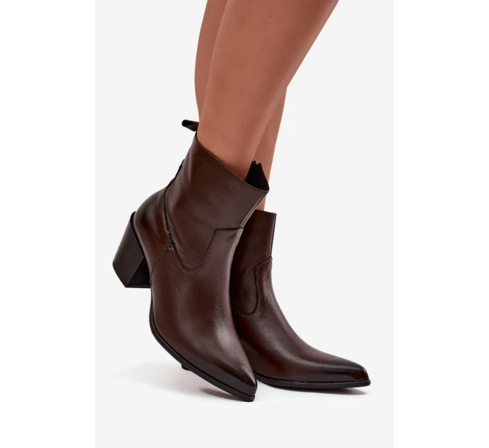 Kožené dámské kovbojky na podpatku vyhřívané Zazoo 60565 čokoládové Kožené dámské kovbojky na podpatku vyhřívané Zazoo 60565 čokoládové