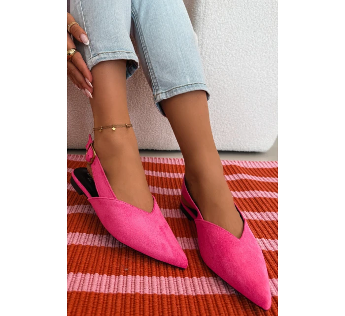 Baleríny s Zlatým Přezkou Eco Semišové Růžové model 21937565 - Boto