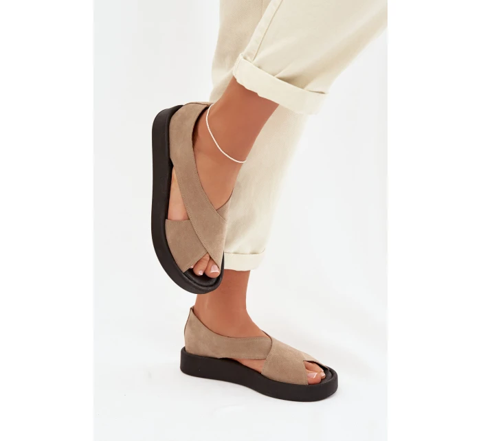 Dámské sandály Zazoo 3196 z přírodního semiše Béžové