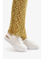 Nízké Dámské Tenisky Na Platformě Z Eko Kůže Bílo-Béžové Nevelena Nízké Dámské Tenisky Na Platformě Z Eko Kůže Bílo-Béžové Nevelena