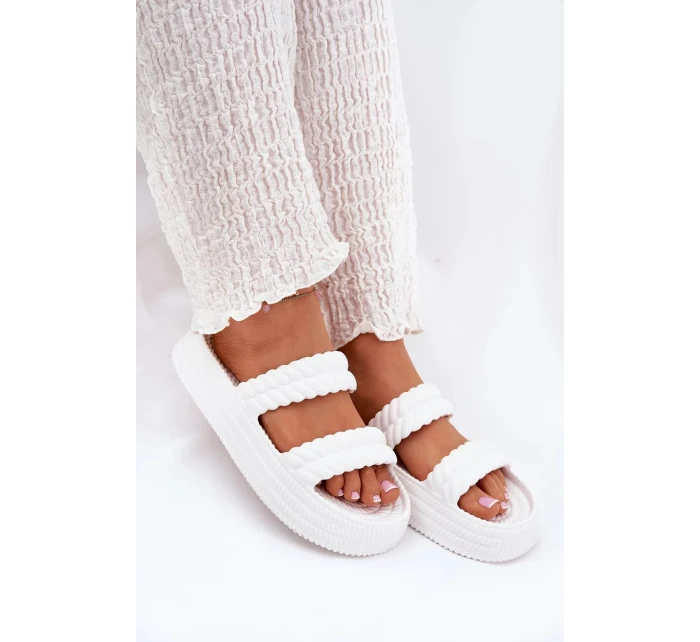 Dámské lehké pěnové pantofle na platformě S.Barski – bílé