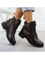 Dámské zateplené kožené boty brown dámské model 21905169 - VINCEZA Dámské zateplené kožené boty brown dámské model 21905169 - VINCEZA