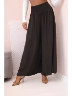 Dámské viskózové kalhoty s elastickým pasem hnědý